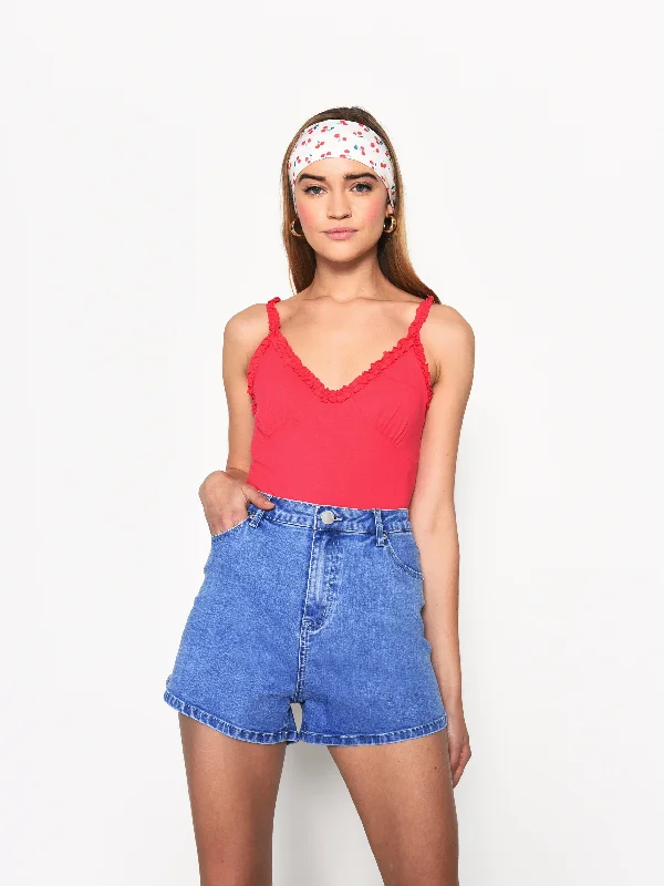 Glamorous True Blue High Waisted Denim Shorts