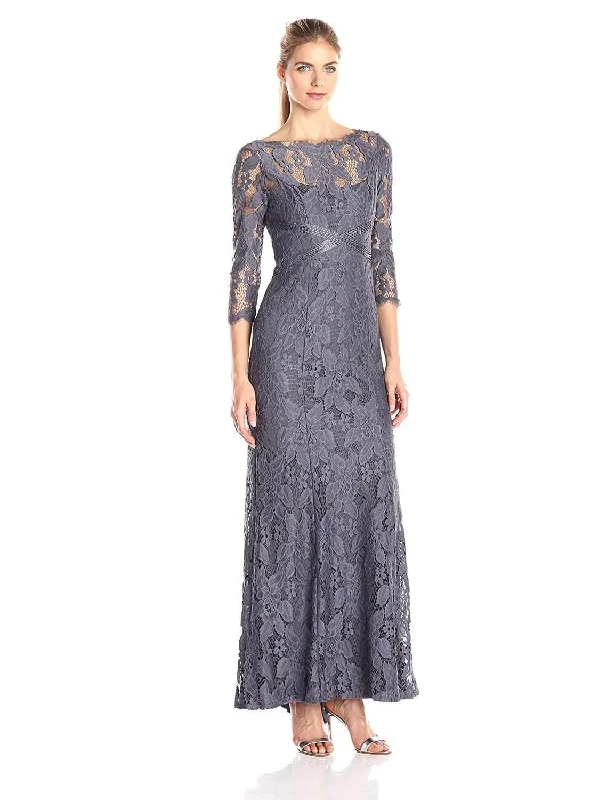 Adrianna Papell AP081915120 Long Formal Beaded Floral Lace Dress