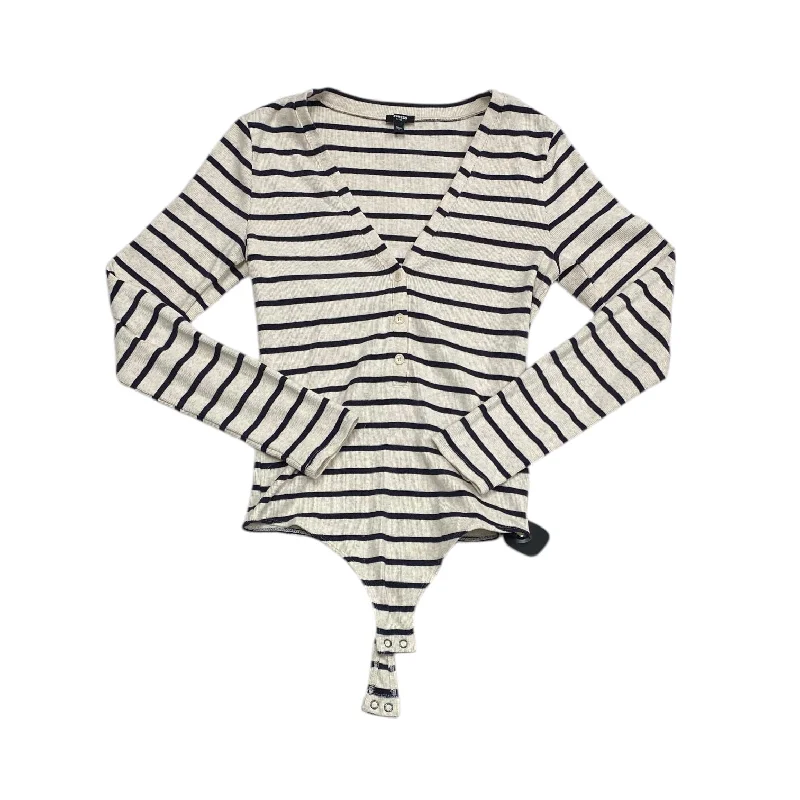 Bodysuit By Express In Striped Pattern, Size: M