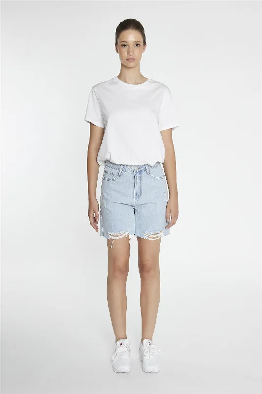 Light Blue-Wash Loose Fit Denim-Shorts