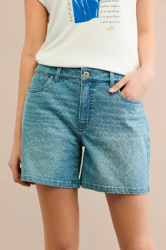 Short en jeans coupe droite - Femme