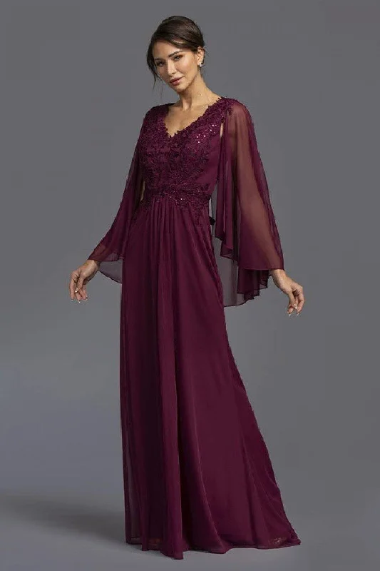 Long Formal Dress with Cape Plum