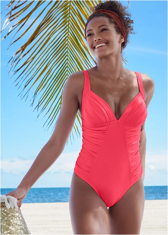 Ruched One-Piece - Sunset Pink