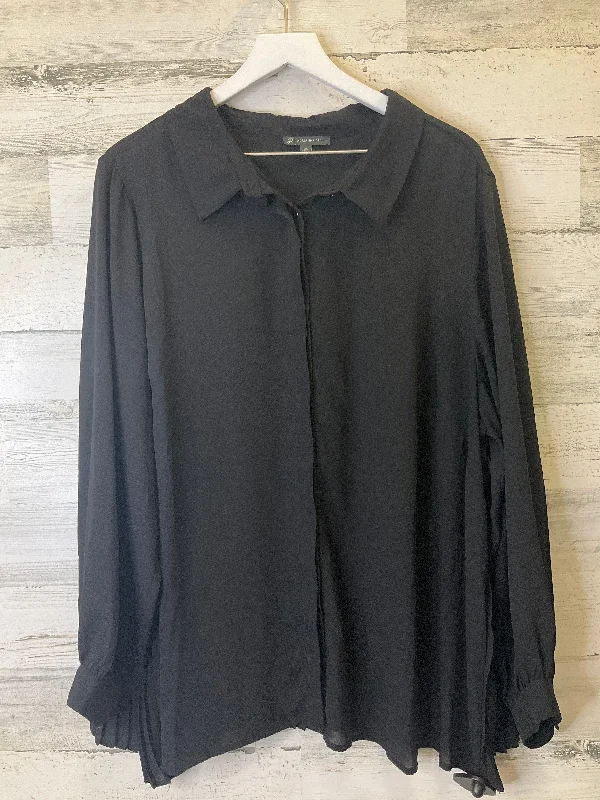 Black Blouse Long Sleeve Adrianna Papell, Size 3x