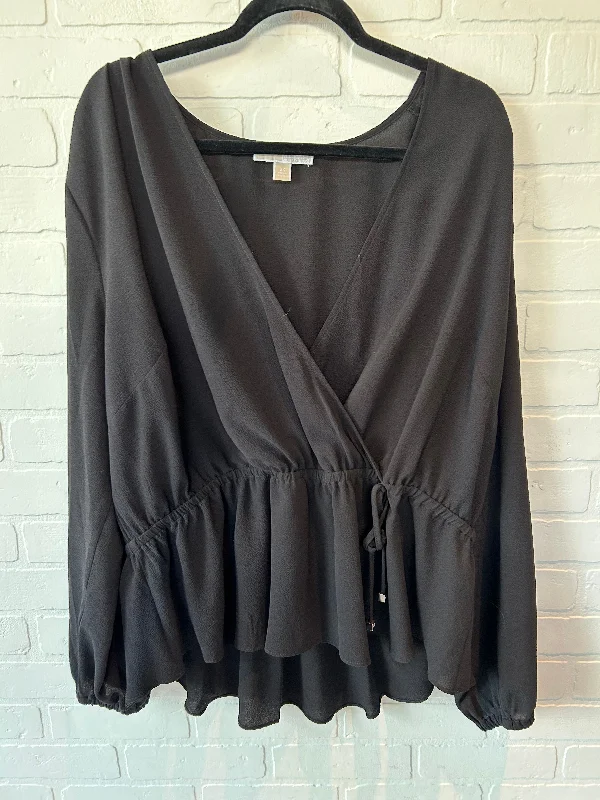 Black Blouse Long Sleeve Michael By Michael Kors, Size 2x