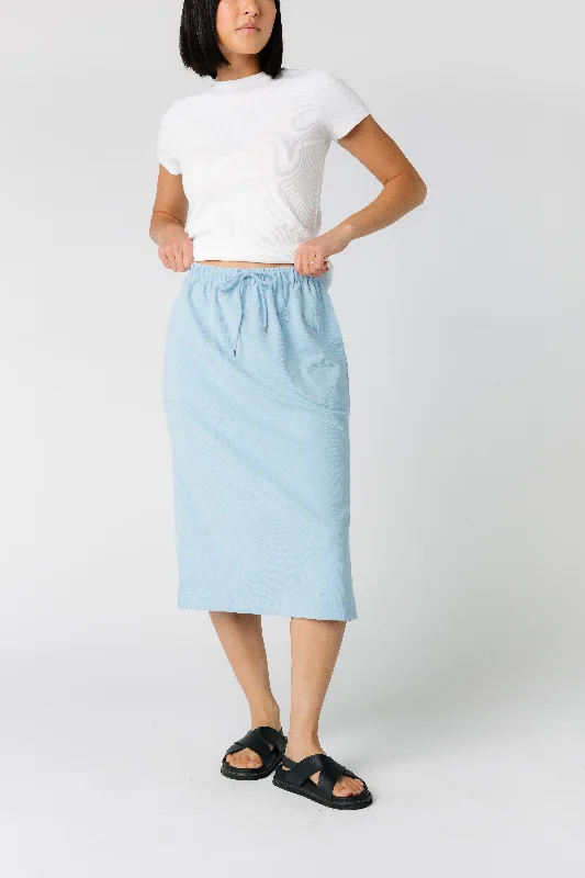 Brass & Roe Ribbed Drawstring Pocket Skirt - New Blues