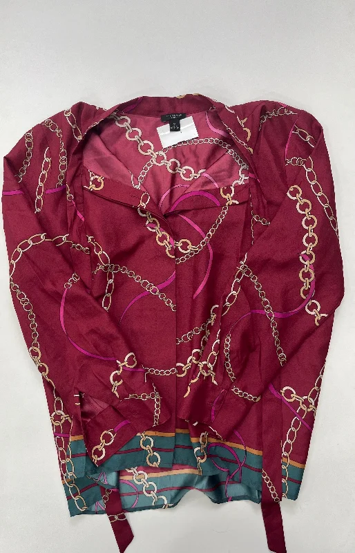 Burgundy Blouse Long Sleeve Ann Taylor, Size Petite Large