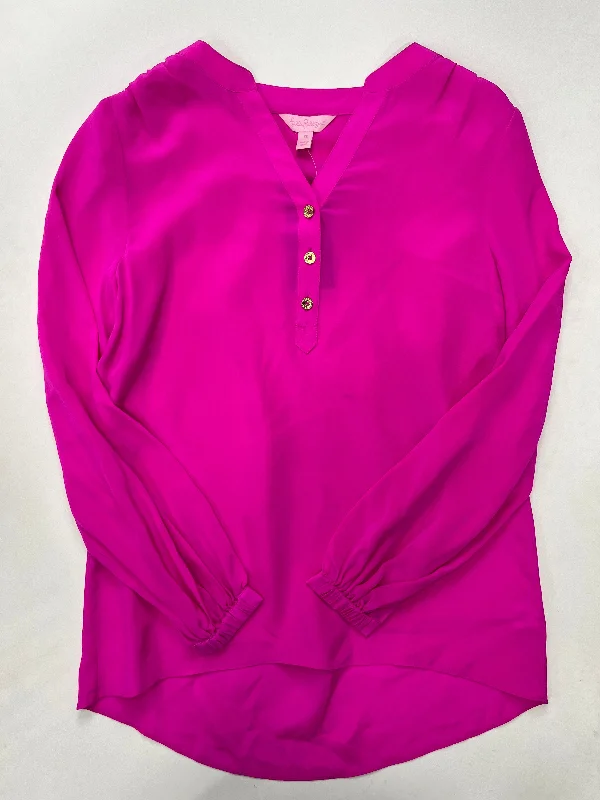 Fuschia Blouse Long Sleeve Lilly Pulitzer NWT, Size Xs