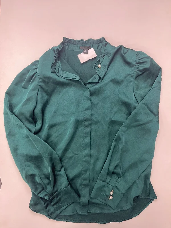 Green Blouse Long Sleeve Ann Taylor, Size S