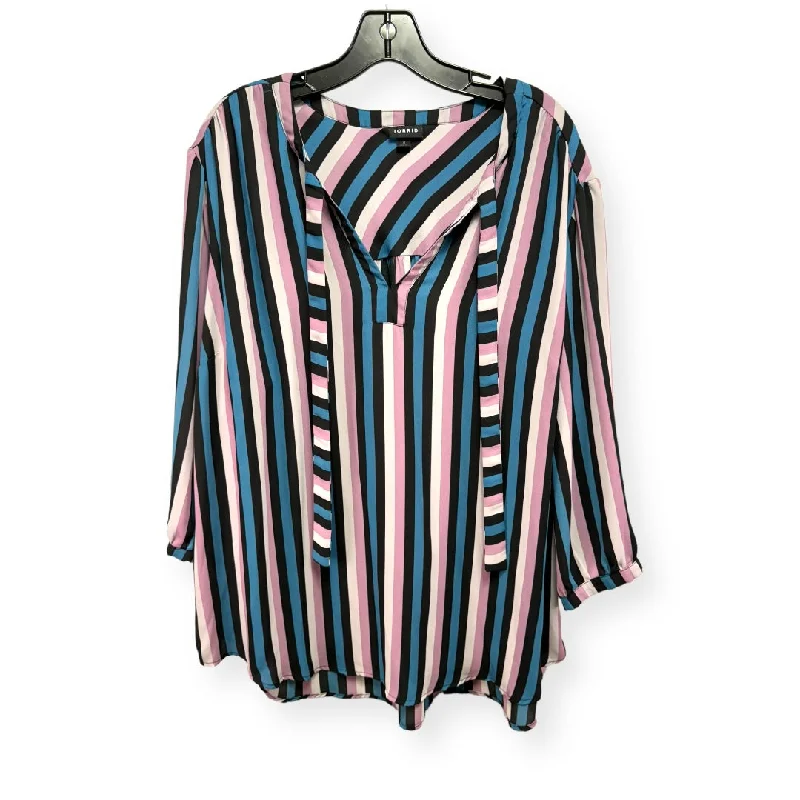 Striped Pattern Blouse Long Sleeve Torrid, Size 3x