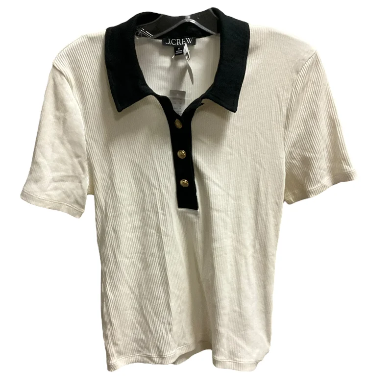 Top Short Sleeve By J. Crew In Black & Cream, Size: M