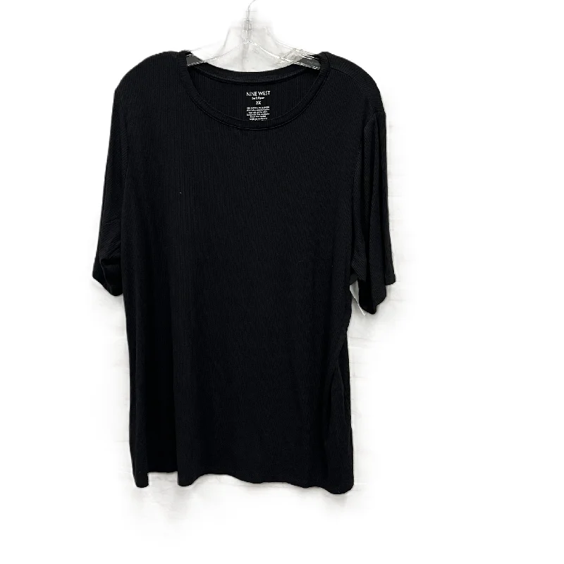 Top Short Sleeve By Nine West In Black, Size: 2x