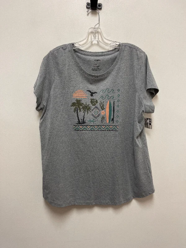 Top Short Sleeve By Sonoma In Grey, Size: 2x