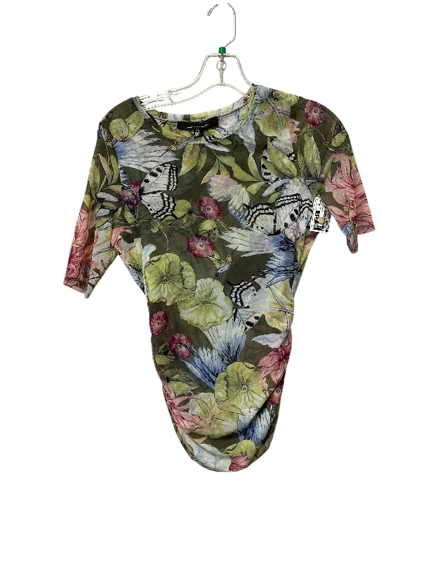 Top Short Sleeve By White House Black Market In Floral Print, Size: Xs