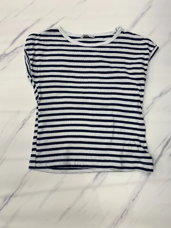 Top Short Sleeve By Zara In Striped Pattern, Size: L