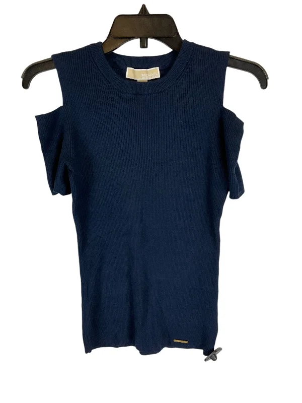 Top Short Sleeve Designer By Michael By Michael Kors In Navy, Size: S