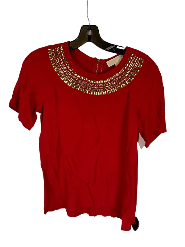 Top Short Sleeve Designer By Michael By Michael Kors In Red, Size: S