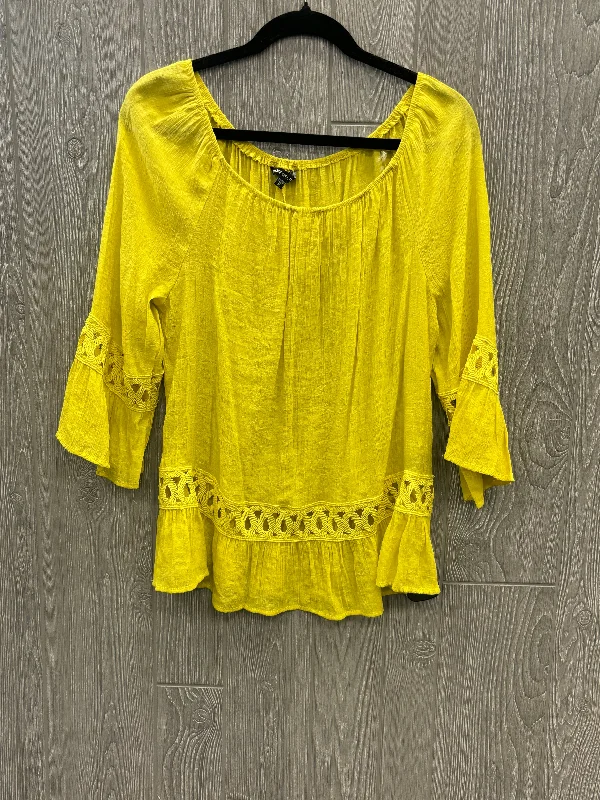 Yellow Blouse 3/4 Sleeve Unique Spectrum, Size Xl