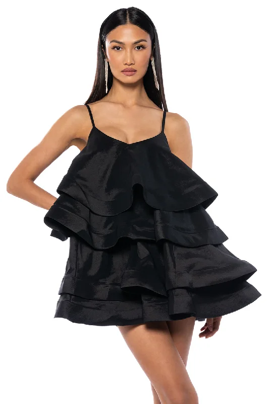 LOOKING FOR LUST RUFFLE MINI DRESS IN BLACK