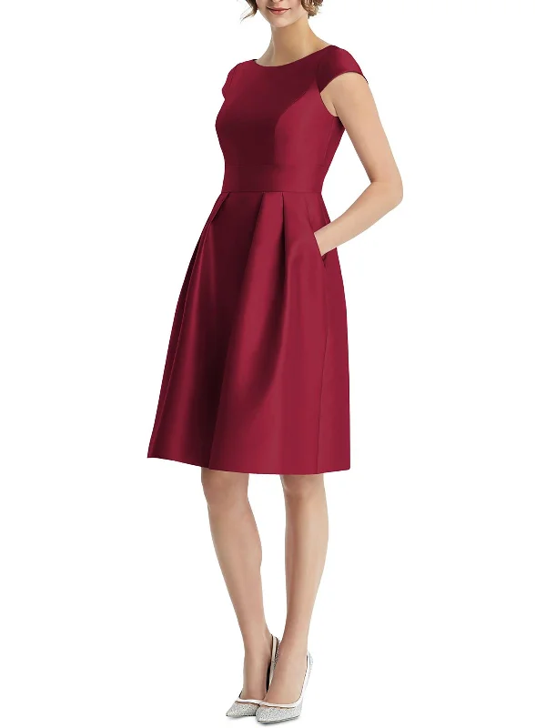 Womens Cap Sleeve Short Fit & Flare Dress