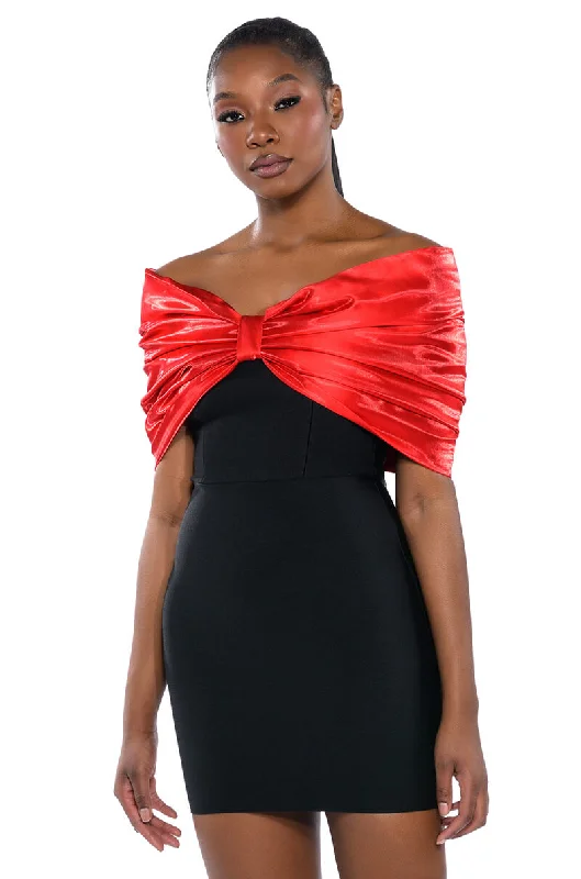 ZURI STATEMENT BOW BANDAGE MINI DRESS