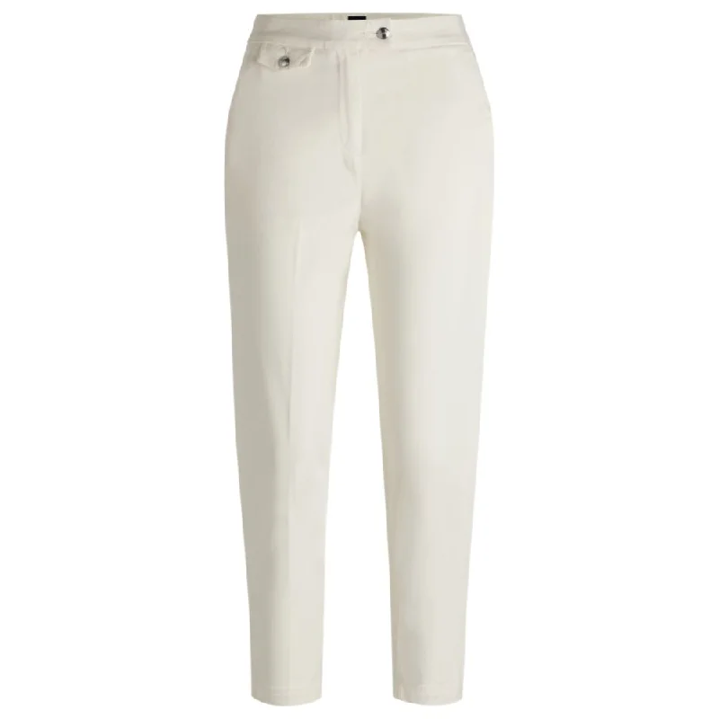 Casual trousers in stretch-cotton satin