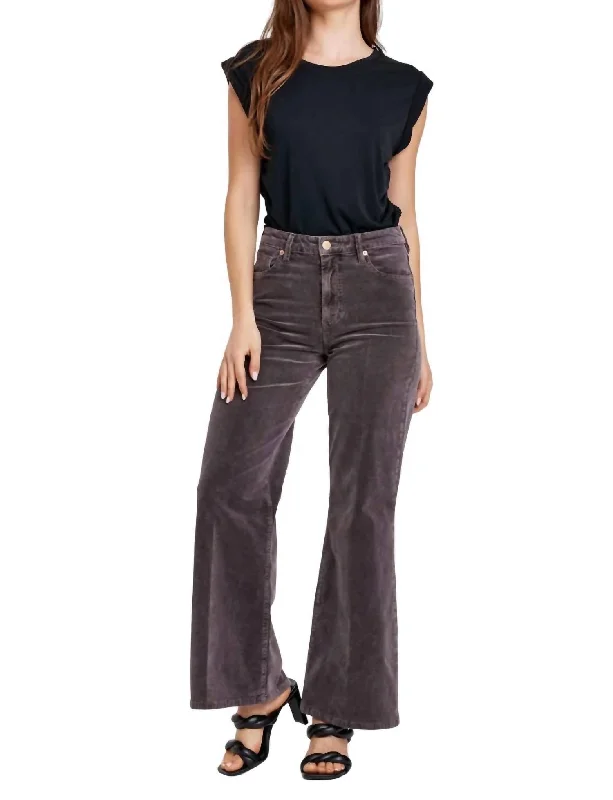 Fiona Cord High Rise Wide Leg Jeans In Espresso