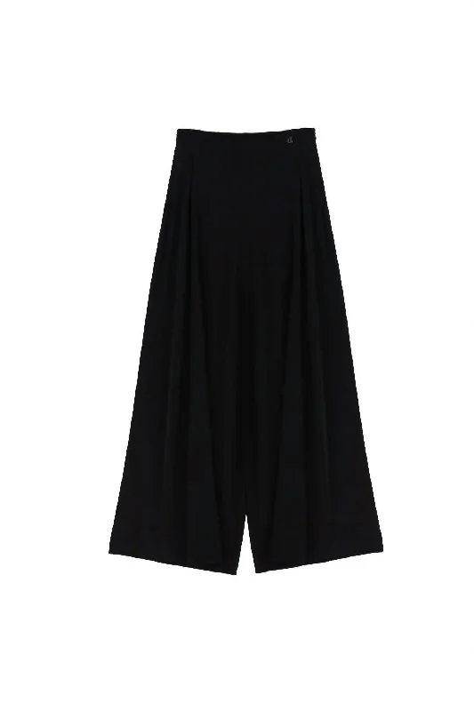 Lisette Wide Leg Pants With Slit In Black