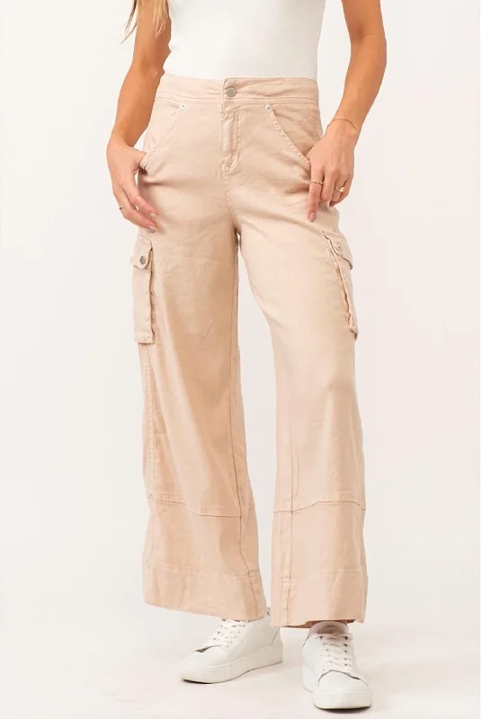 Marvin Wide Leg Cargo Soft Seashell Pants In Orange