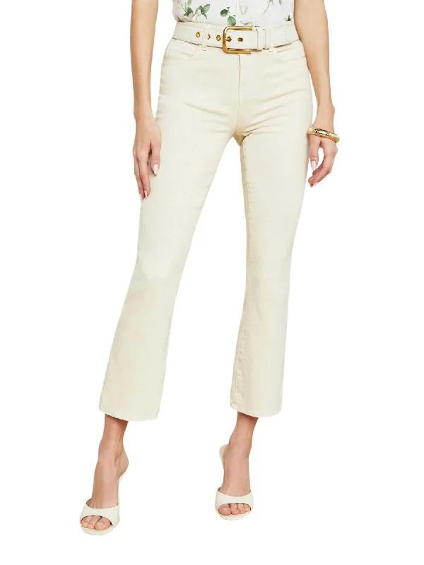 Mira Ultra High Rise Crop Micro Boot Jeans In Creme Brulee