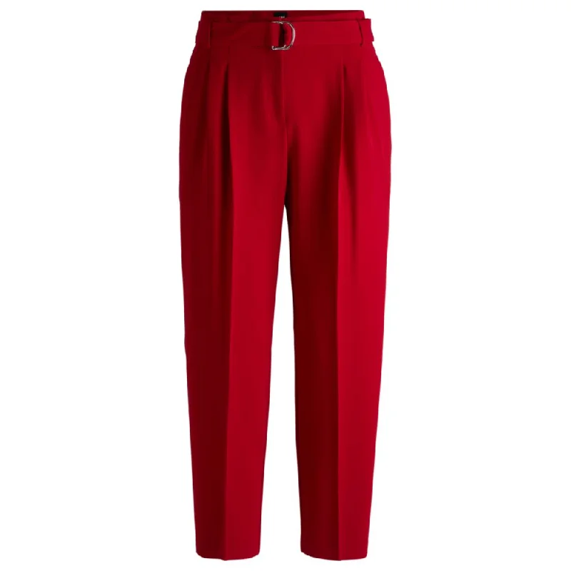 Regular-fit cropped trousers in crease-resistant crepe