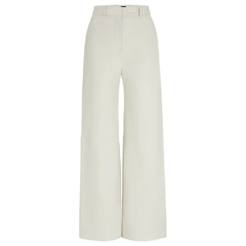 Regular-fit leather trousers with wide leg