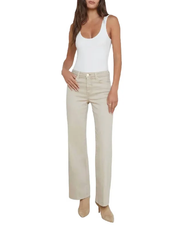 Scottie Wide Leg Jeans In Biscuit