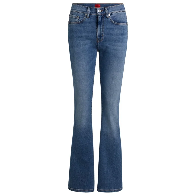 Skinny-fit flared jeans in blue super-stretch denim