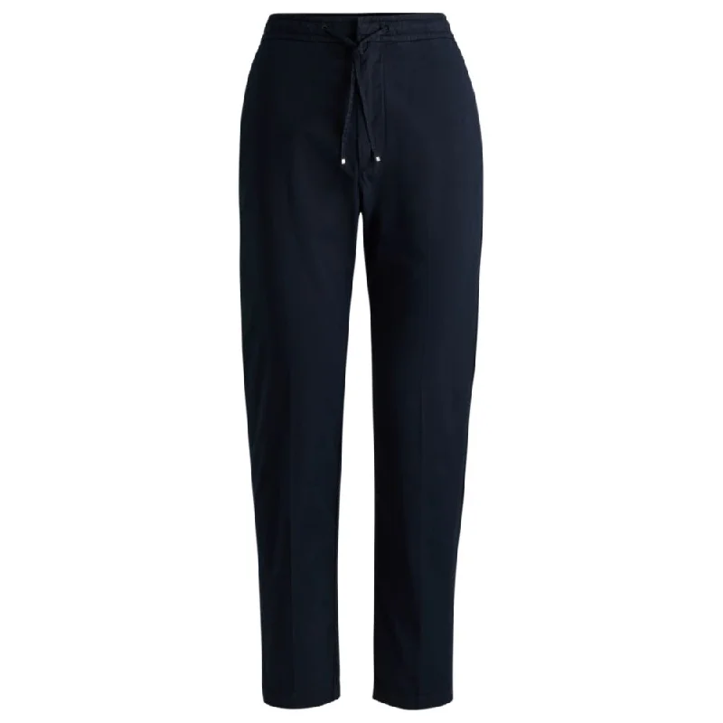 Stretch-cotton trousers with drawcord waist