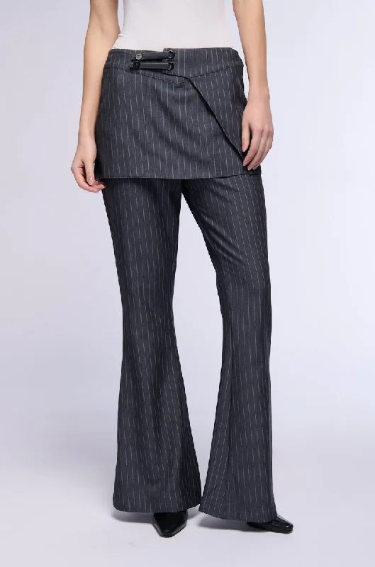 UNDERWATER FLARE PINSTRIPE SKIRT OVERLAY TROUSER