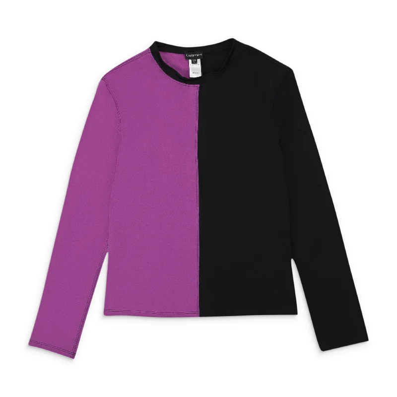 CALLIPYGIAN COLORBLOCK LS CREW PURPLE BLACK SHIRT