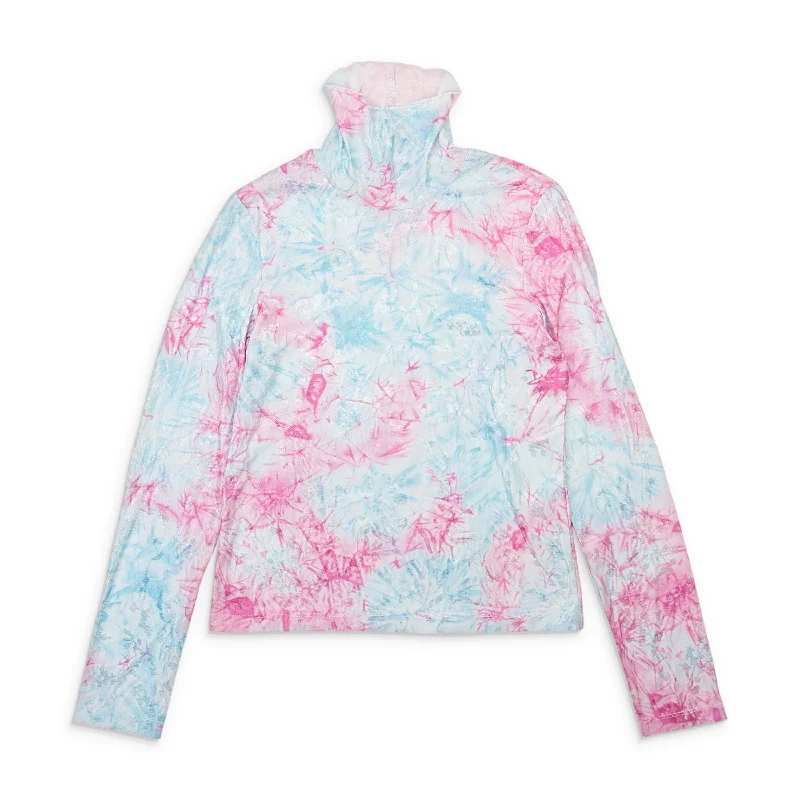 CALLIPYGIAN TEXTURED TIE DYE PINK BLUE TURTLENECK