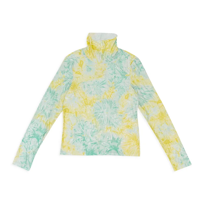 CALLIPYGIAN TEXTURED TIE DYE YELLOW BLUE TURTLENECK