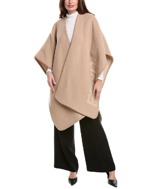 FENDI Logo Wool & Cashmere-Blend Poncho