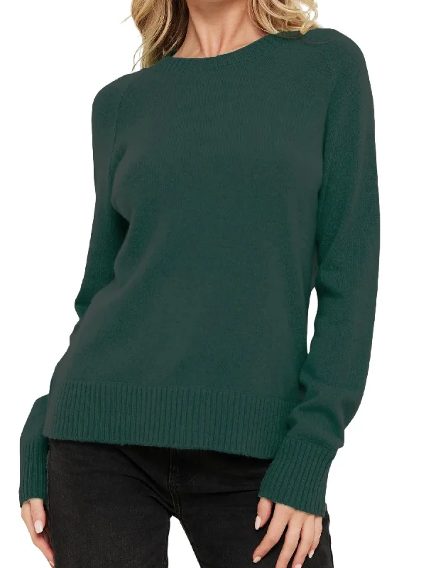 Ivy Cashmere Crew Neck Sweater In Highland Green