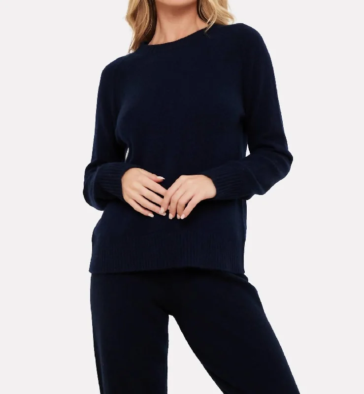 Ivy Cashmere Crew Neck Sweater In Navy