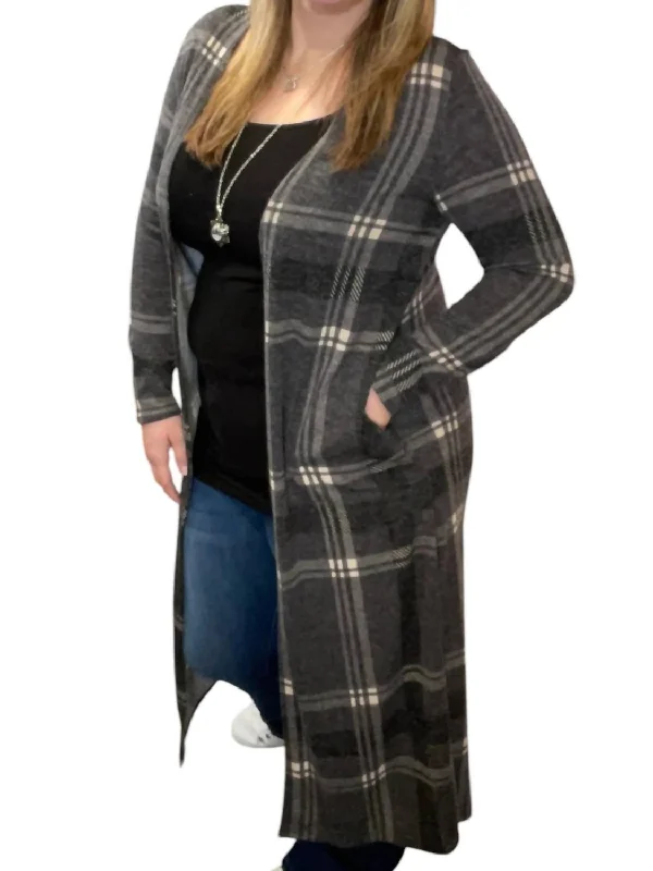 Plaid Duster In Charcoal