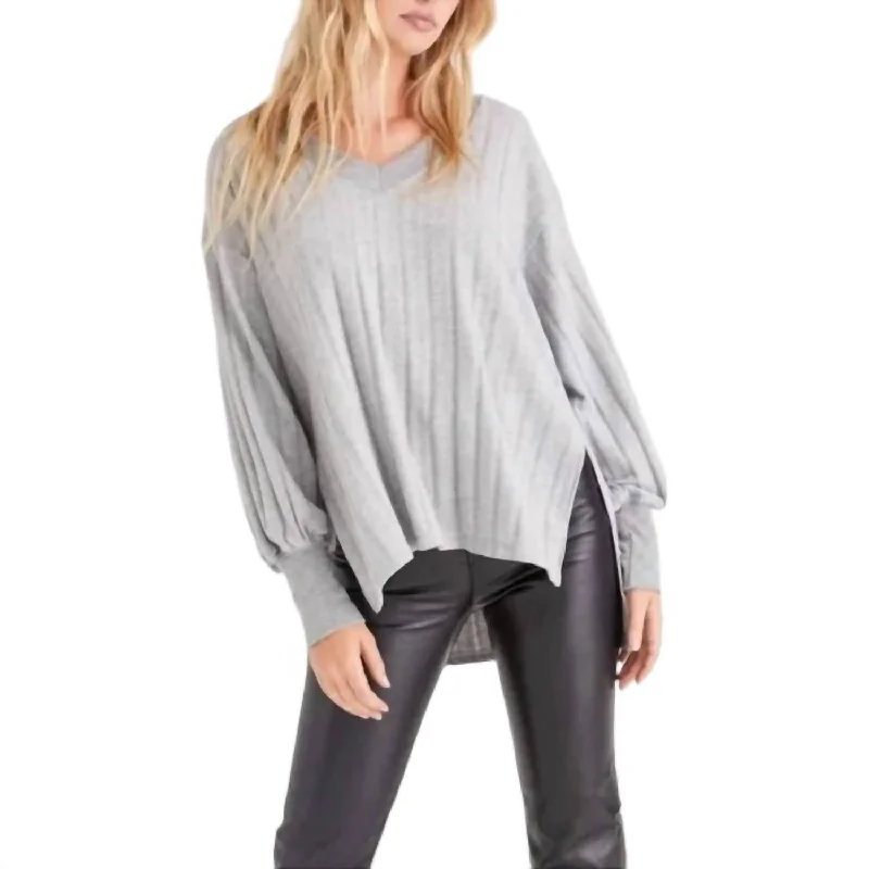 Rumi Heathered Wide Rib Tunic In Grey