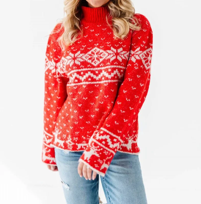 Sleigh Ride Holiday Sweater In Red