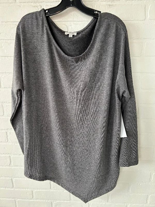 Top Long Sleeve Basic By Umgee In Grey, Size: M