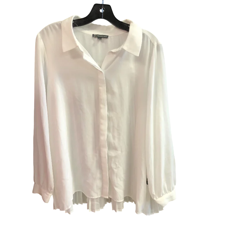 Top Long Sleeve By Adrianna Papell In White, Size: L