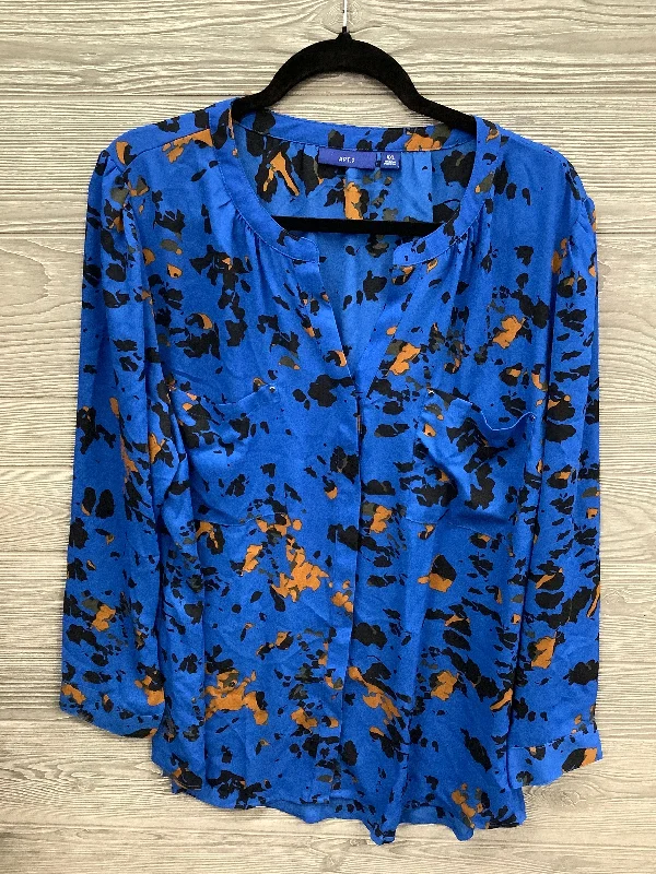 Top Long Sleeve By Apt 9 In Blue, Size: Xxl