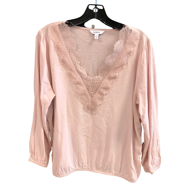 Top Long Sleeve By Express In Pink, Size: L