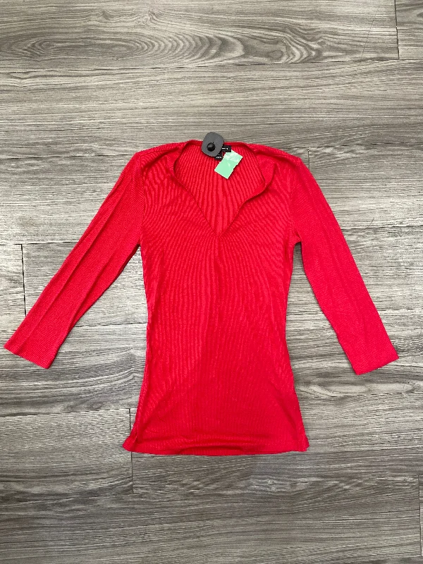 Top Long Sleeve By Inc In Red, Size: M